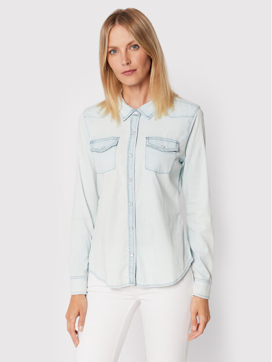 Guess Guess džínsová košeľa W2GH75 D4NA0 Modrá Regular Fit