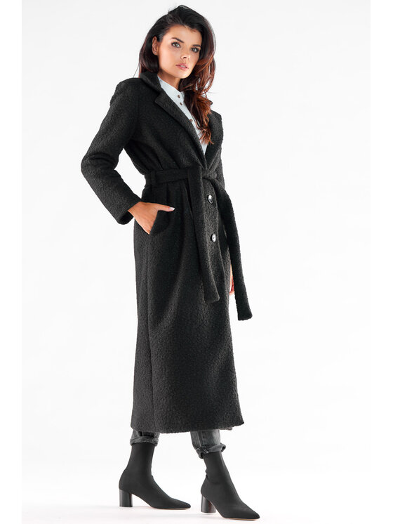 Awama Awama Płaszcz A547 Czarny Basic Fit