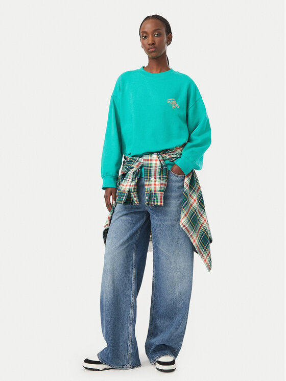 Quiksilver Quiksilver Pulóver Standard Crew EQWFT03188 Türkizkék Regular Fit