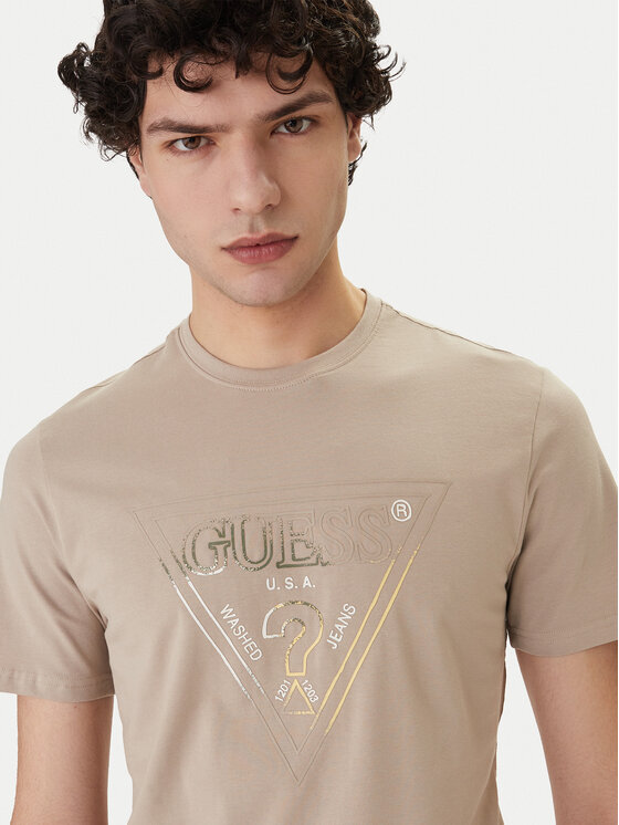 Guess Guess T-Shirt M6GI11 K2992 Beżowy Slim Fit