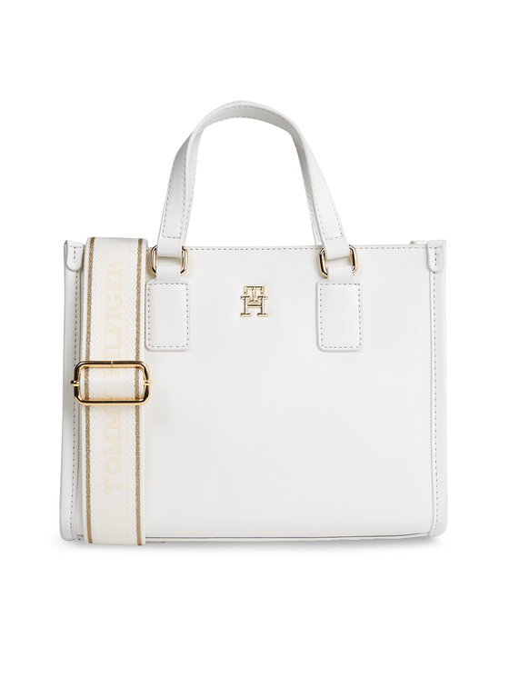 Geantă Tommy Hilfiger Th Monotype Mini Tote AW0AW15977 Alb