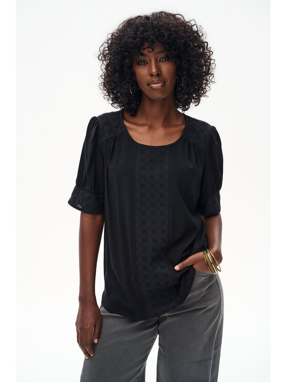 blue shadow blue shadow Bluzka Femi Czarny Regular Fit