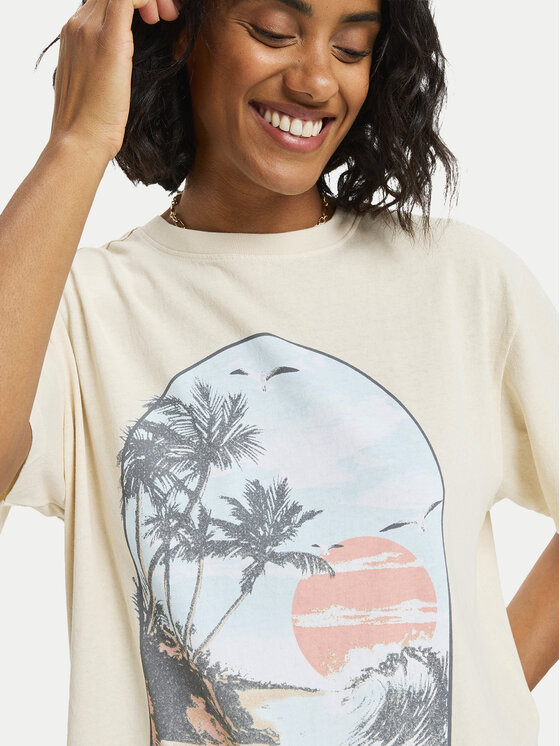 Roxy Roxy T-krekls ERJZT06023 Bēšs Regular Fit