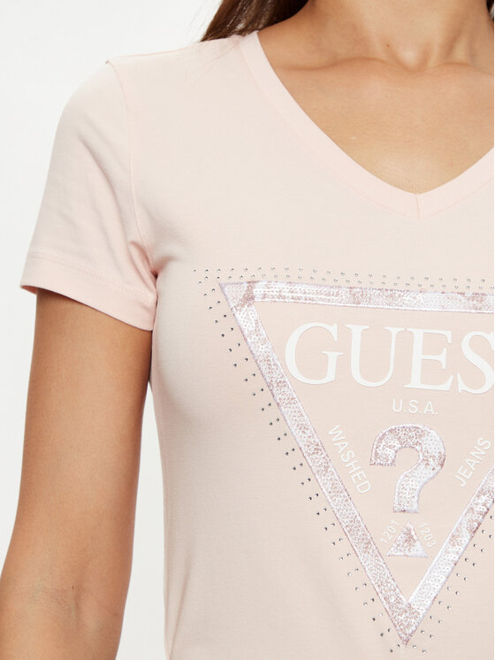 Guess Guess T-Shirt W5RI21 J1314 Beżowy Regular Fit