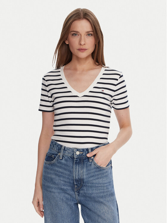 Tommy Hilfiger Tommy Hilfiger Tricou WW0WW40584 Alb Regular Fit