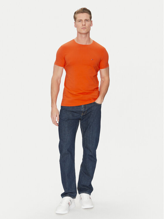 Tommy Hilfiger Tommy Hilfiger T-Shirt MW0MW10800 Pomarańczowy Slim Fit