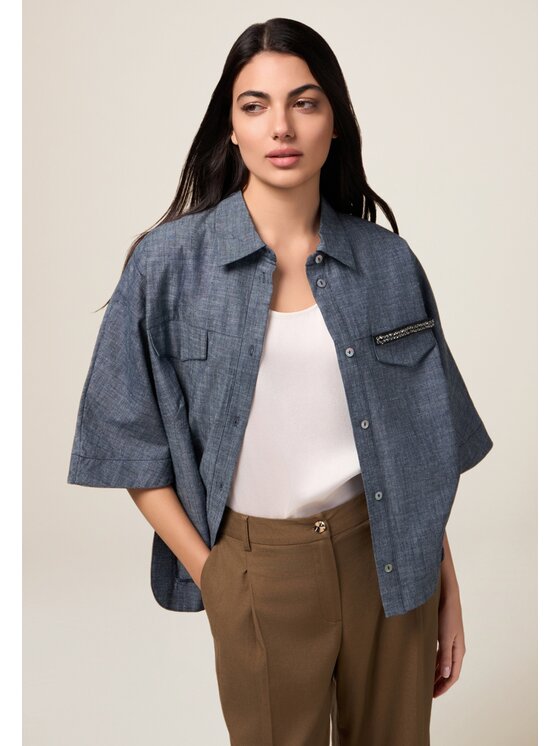 Oltre Oltre Camicia 5207J200768N034 Blu Over Fit