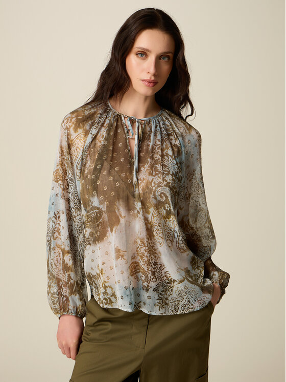Oltre Oltre Bluzka 2076J000852N0S5 Brązowy Regular Fit