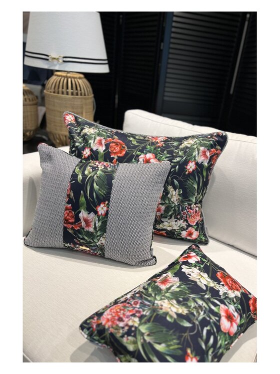 Sweet Living Sweet Living Poduszka Poduszka outdoor Flower SL Collection Basic Czarny
