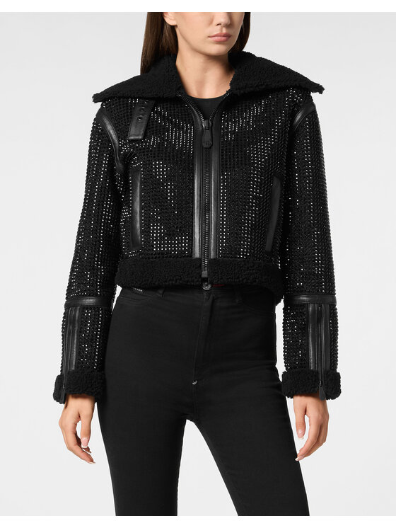 PHILIPP PLEIN PHILIPP PLEIN Vatovaná bunda 22363 Černá Regular Fit