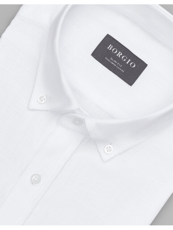 Borgio Borgio Koszula limido_00557 Biały Slim Fit