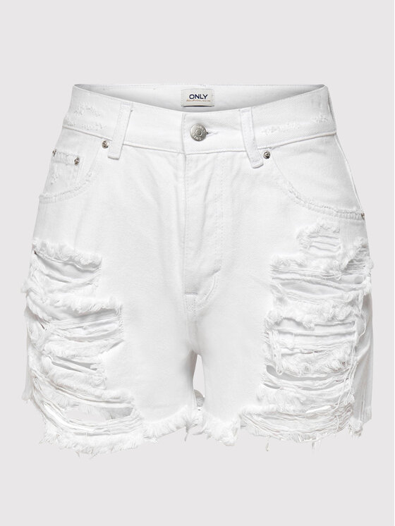 ONLY ONLY Szorty jeansowe Happy 15261927 Biały Regular Fit