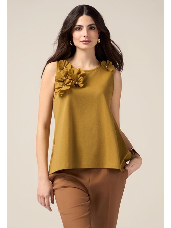Oltre Oltre Top G327J004068N025 Zielony Slim Fit