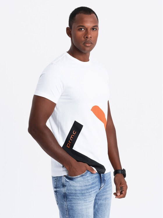 Ombre Ombre T-Shirt OM-TSPT-0219 Biały Regular Fit