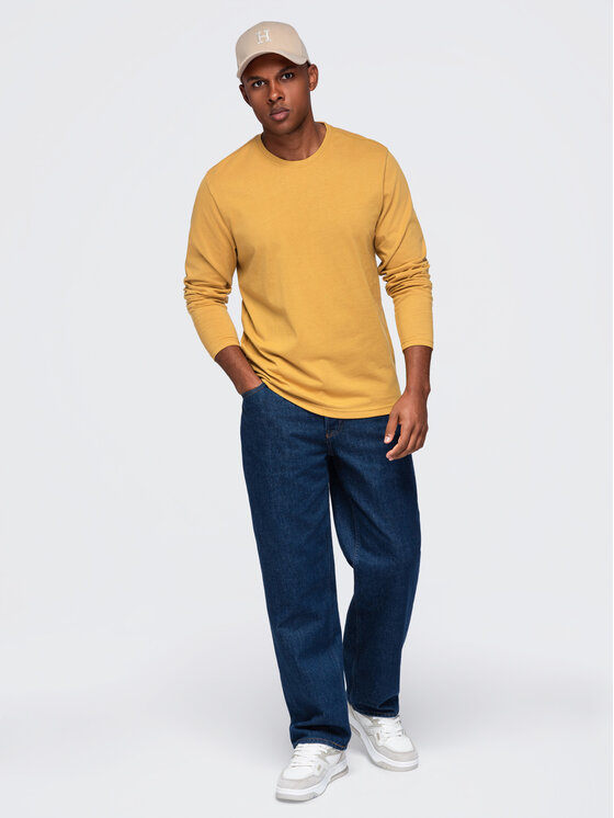 Ombre Ombre S dlouhým rukávem OM-LSBL-0142 Žlutá Regular Fit