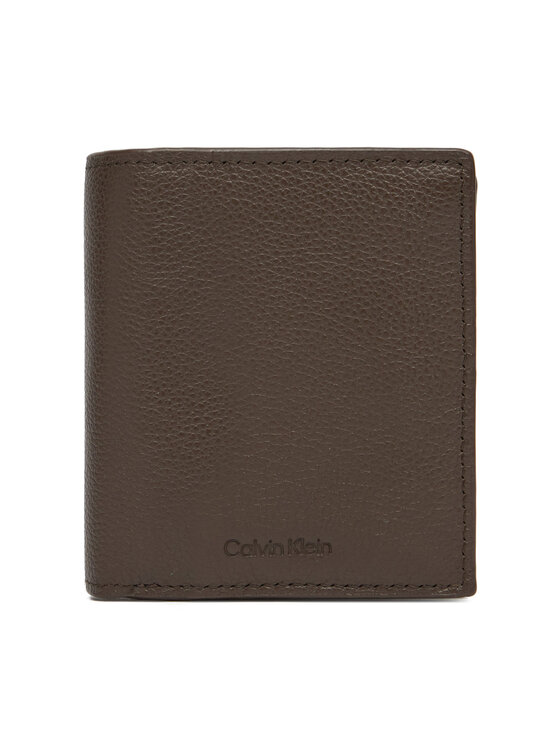 Calvin Klein Duży Portfel Męski Micropebble Comp Trifold W Coin LV04D1034G Brązowy