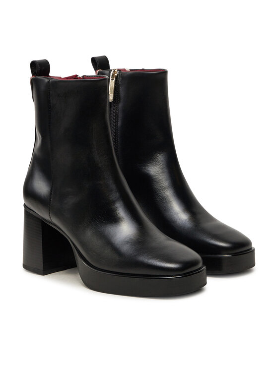 Tommy Hilfiger Tommy Hilfiger Μποτάκια Premium Leather High Heel Bootie FW0FW08100 Μαύρο