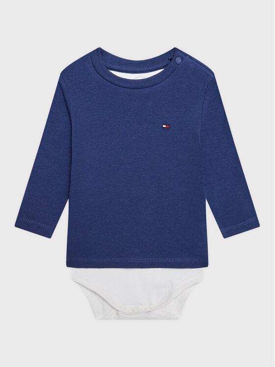 Tommy Hilfiger Bērnu bodijs Baby Solid KN0KN01408 Zils Regular Fit