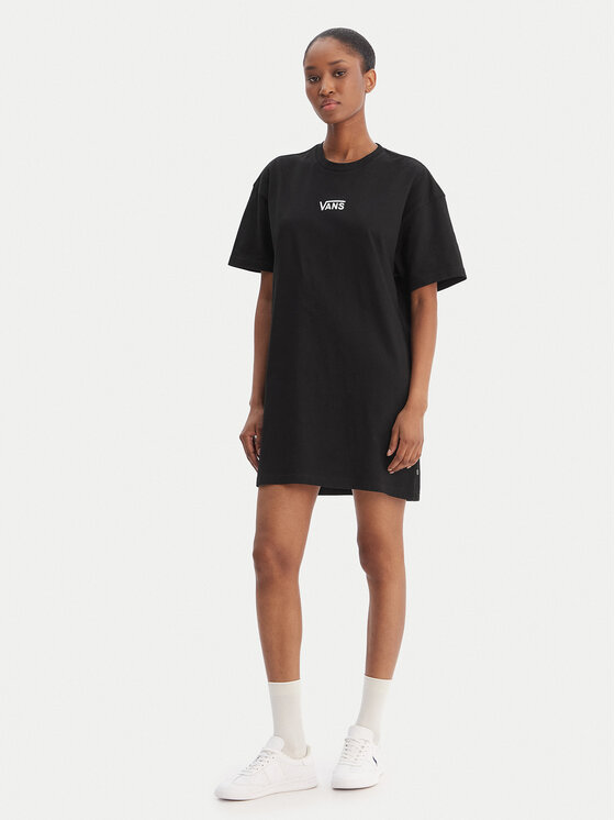 Vans Vans Ежедневна рокля Center Vee Tee VN0A4RU2 Черен Oversize