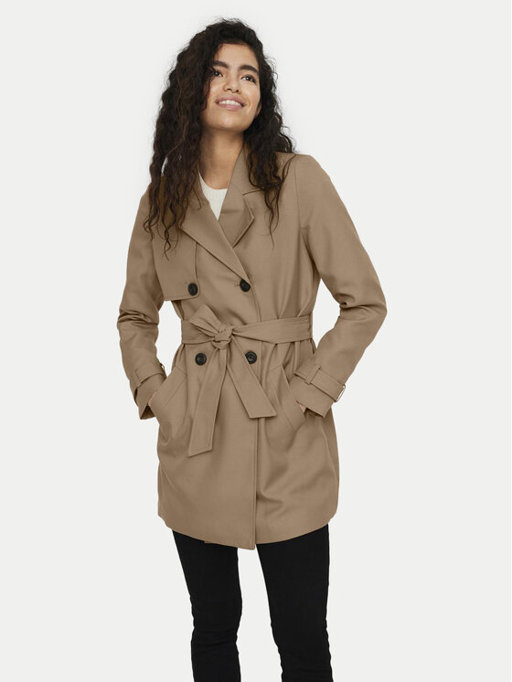 Vero Moda Trench Celeste 10239411 Marrone Regular Fit, taglia : XS