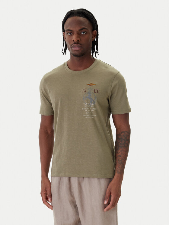 Aeronautica Militare Tricou 261TS2543UJ00686 Verde Regular Fit