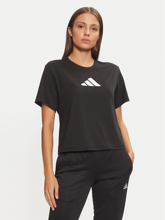 adidas adidas Technikai póló Train Essentials Big Logo JG8614 Fekete Regular Fit