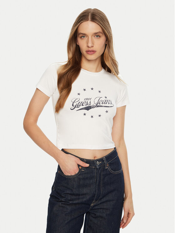 Guess Jeans Guess Jeans T-Shirt W5RI59 J1314 Biały Regular Fit