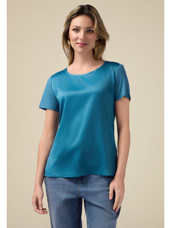 Oltre Oltre T-Shirt G163J203987N015 Turkusowy Regular Fit