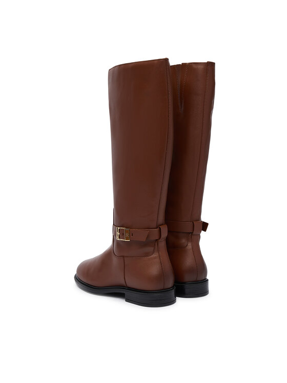 Tommy Hilfiger Tommy Hilfiger Μπότες Th Buckle Leather Knee Boot FW0FW09572 Καφέ