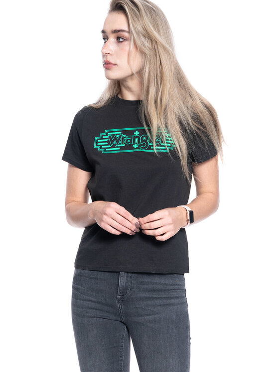 Wrangler Wrangler T-Shirt SS GRAPHIC TEE Czarny Regular Fit