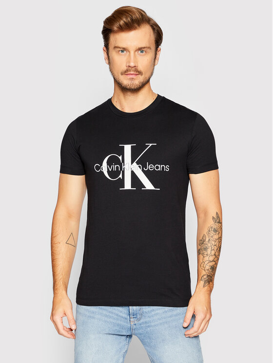 Calvin Klein Jeans T-krekls J30J320935 Melns Slim Fit