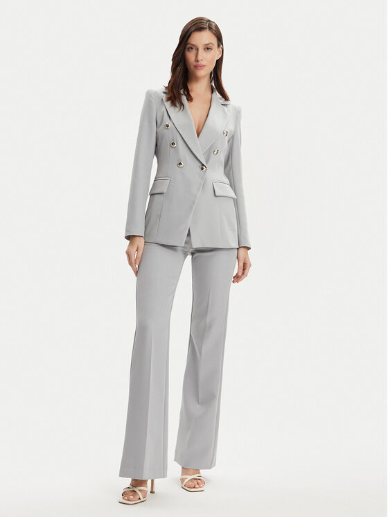 Maryley Maryley Pantaloni din material 24EB587/43LU Gri Wide Leg