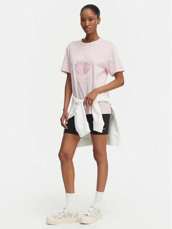 Guess Guess T-Shirt V6GI14 K2981 Světle růžová Relaxed Fit
