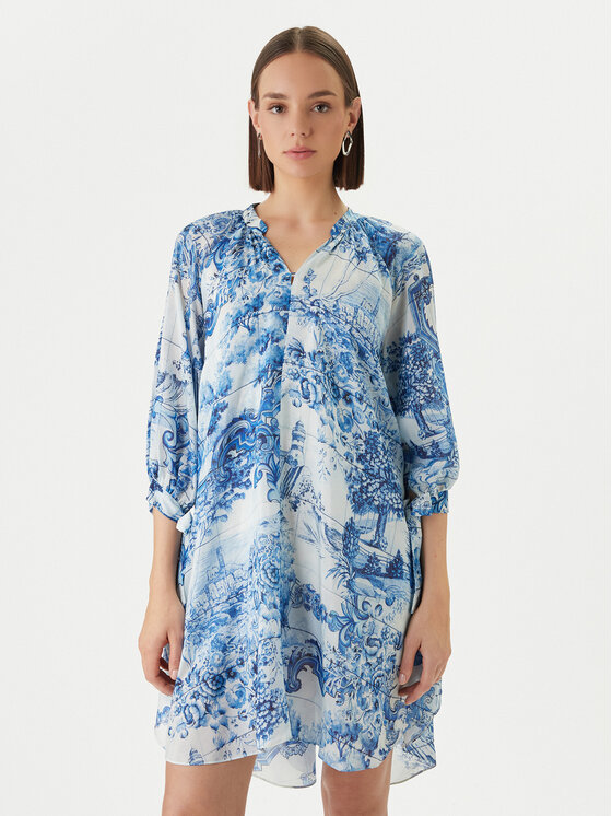 BOSS Boss Sukienka letnia Difloru 50454550 Niebieski Oversize