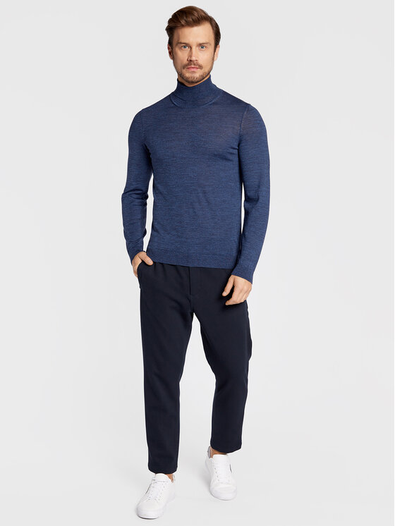 Boss Rollkragenpullover Musso-P 50468262 Dunkelblau Slim Fit 