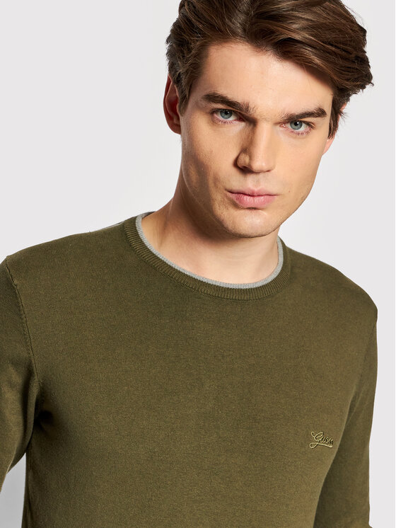 Guess Guess Pulover Kevin M1YR53 Z2SA0 Verde Slim Fit