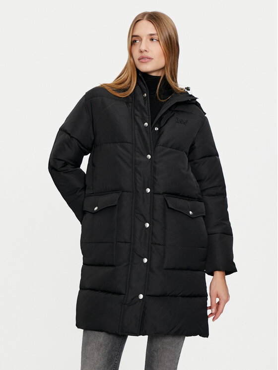 Lee Vatovaná bunda 112355161 Čierna Relaxed Fit