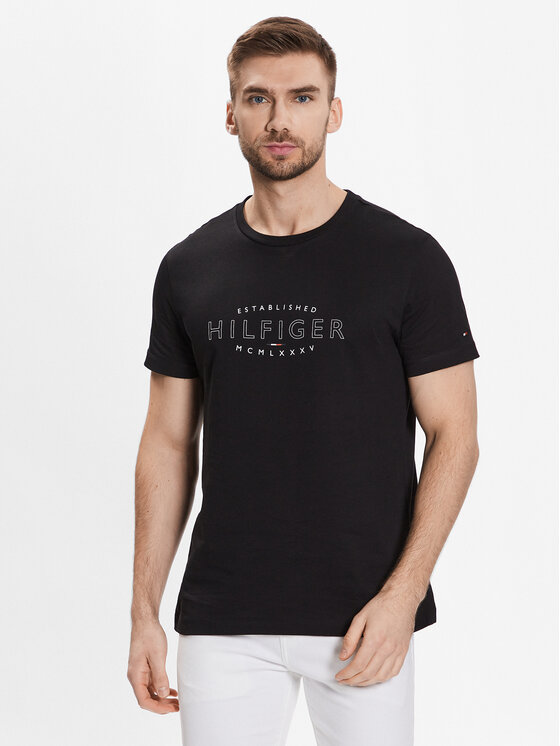 Tommy Hilfiger Tommy Hilfiger T-Shirt Curve Logo MW0MW30034 Czarny Slim Fit