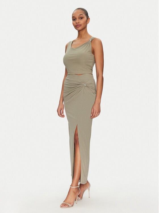 Guess Guess Midi suknja W5GD0E KAQL2 Kaki Regular Fit