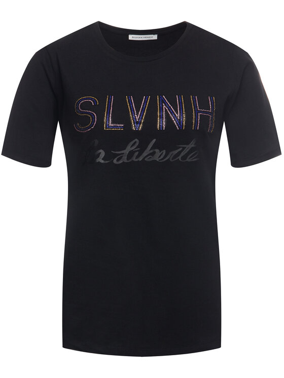 Silvian Heach Silvian Heach T-Shirt Stitten PGA19022TS Czarny Regular Fit
