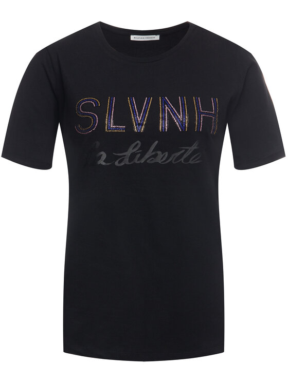 Silvian Heach Silvian Heach Tričko Stitten PGA19022TS Čierna Regular Fit