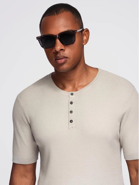 Ombre Ombre T-Shirt OM-TSCT-0254 Szary Slim Fit