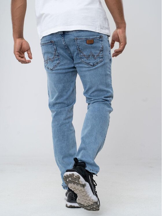 Urban Socks Urban Socks Spodnie materiałowe Spodnie Jeansowe Slim K&L Jeans W Stitching Marmurkowe Jasne Niebieskie 39 Niebieski Reglan Fit