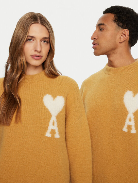 AMI PARIS AMI PARIS Sweater UKS025.KN0032 Sárga Regular Fit