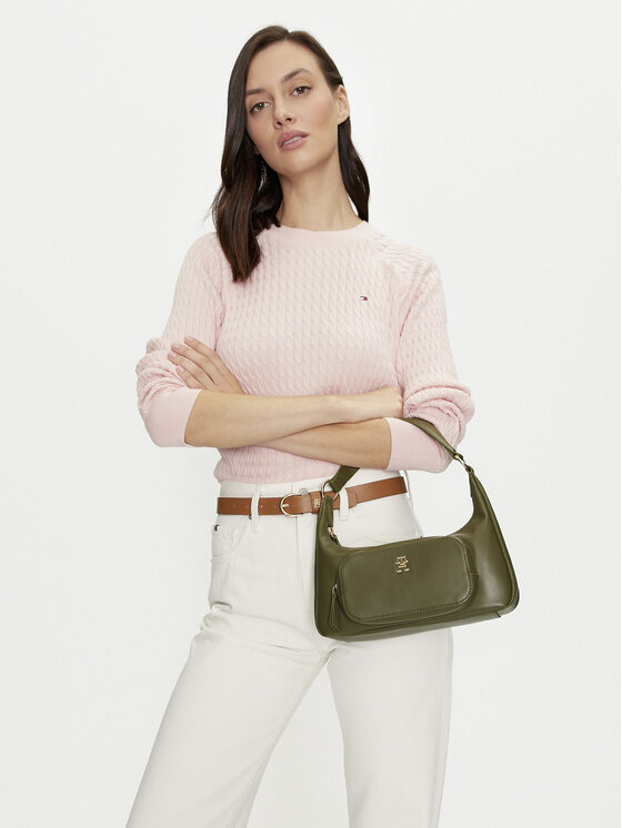 Tommy Hilfiger Tommy Hilfiger Geantă Soft Utility Shoulder Bag Pu AW0AW16711 Kaki
