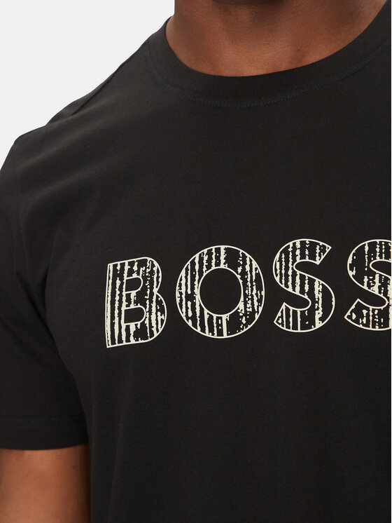 BOSS BOSS Футболка Te_Logotexture 50534923 Чорний Regular Fit