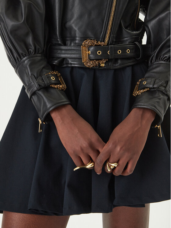 Versace Jeans Couture Versace Jeans Couture Usnjena jakna 80HAVP00 CP009 Črna Loose Fit