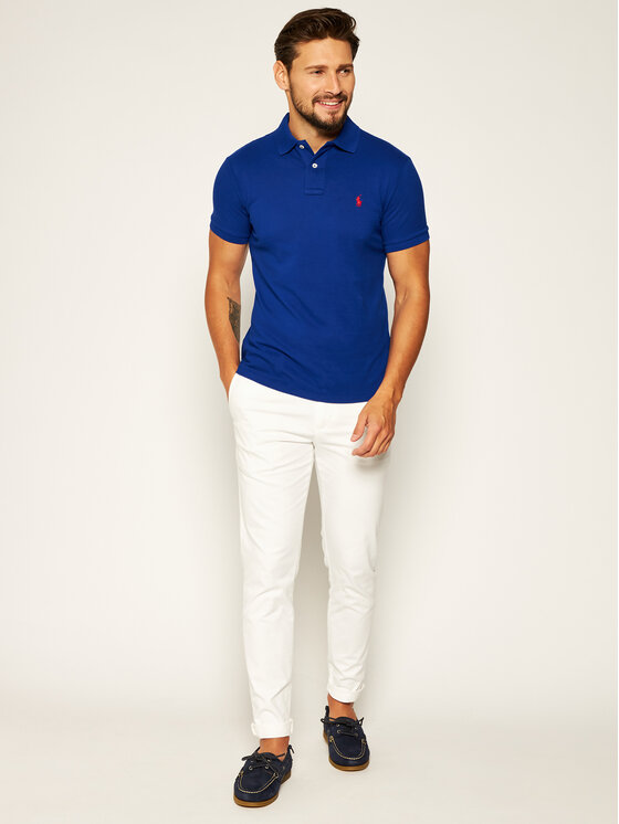 Polo Ralph Lauren Polo Ralph Lauren Тениска с яка и копчета Core Replen 710795080001 Син Slim Fit