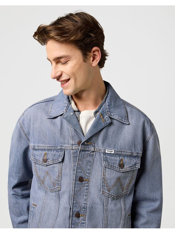 Wrangler Wrangler Kurtka jeansowa ANTI FIT JACKET Niebieski Relaxed Fit