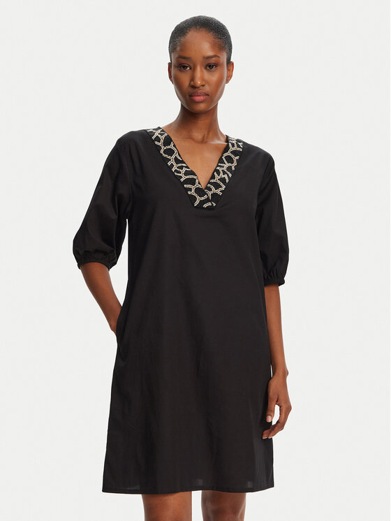 Selmark Selmark Nyári ruha BN198 Fekete Relaxed Fit